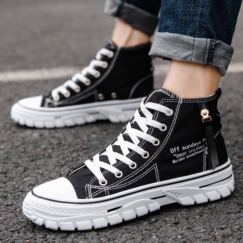 Mens Fashion Trainers - Men Shoes High-Top Canvas Shoes 2026