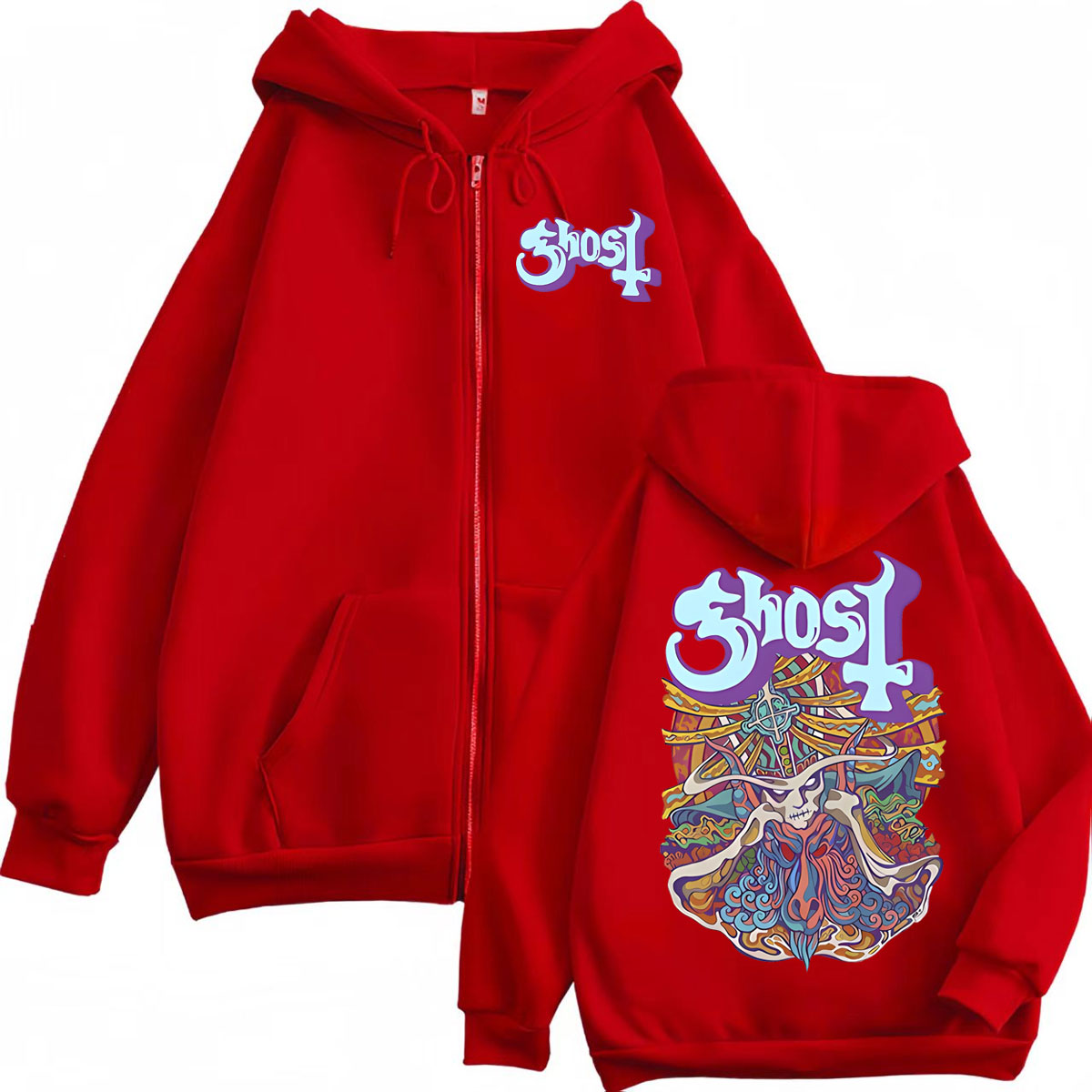 Ghost Band Graphic Zipper Hood - Mens Fashion Zip Up Hoodies review and price