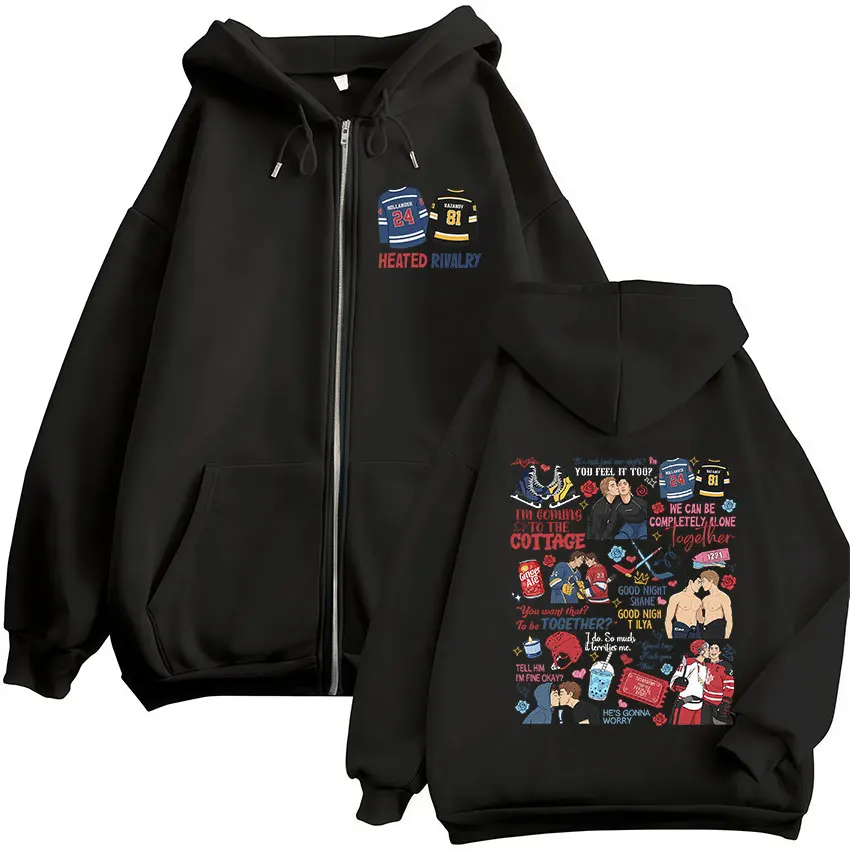 Heated Rivalry Print Zipper Ho - Mens Fashion Zip Up Hoodies review and price