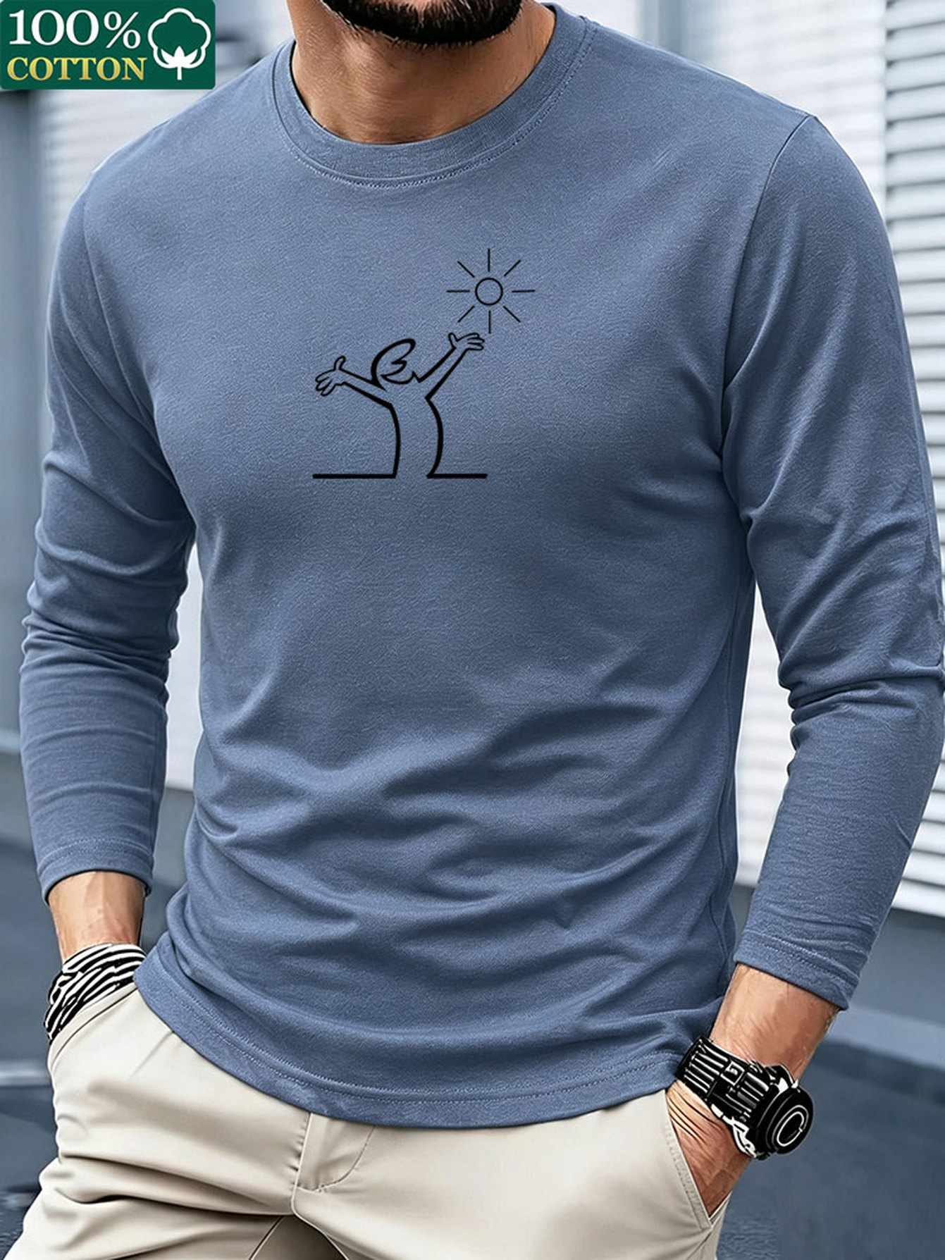 Men 100% Cotton Long Sleeve T  - Mens Fashion Summer review and price