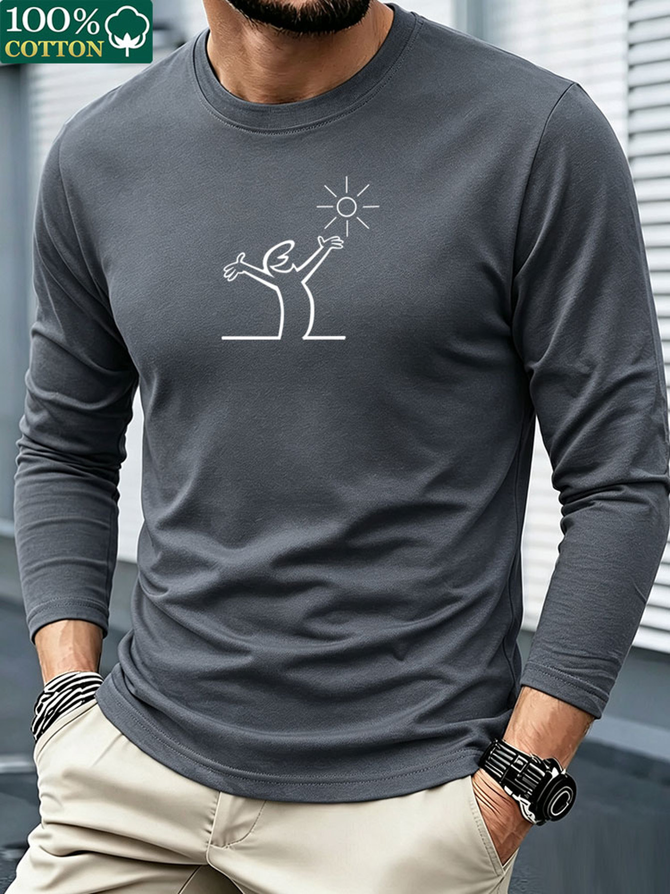 Men 100% Cotton Long Sleeve T  - Mens Fashion Summer review and price